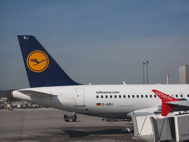 Luchthaven, vliegtuigen, Lufthansa, symbool, logo, Stuttgart, Stuttgart Luchthaven