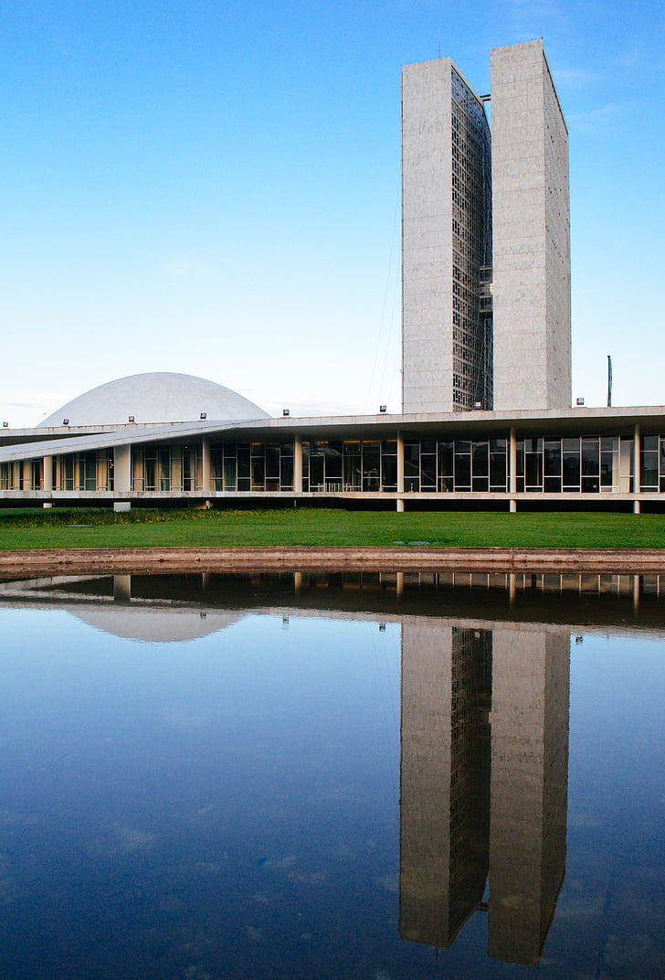 brasilia, architecture, sky, blue, afternoon, brazil, buildings