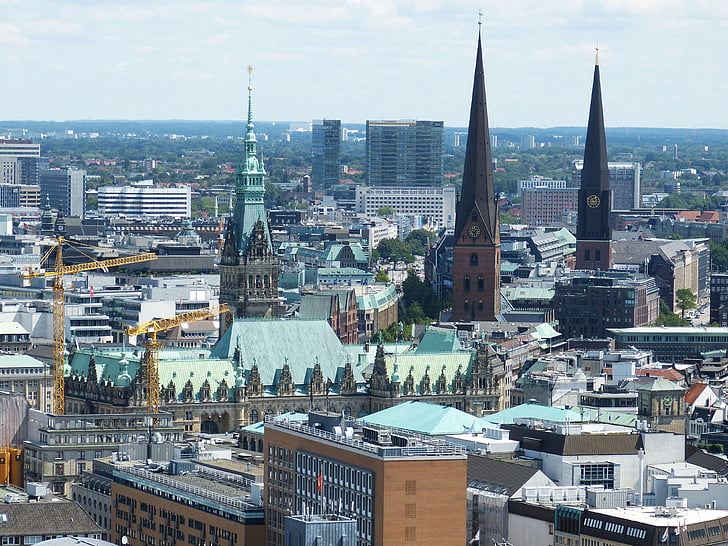 Hamburg, Outlook, Visa, byggnad, Hanseatic stad, staden, Michel