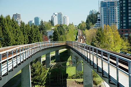 Vancouver skytrain, Joyce station, Vancouver, vlak, koľajnice
