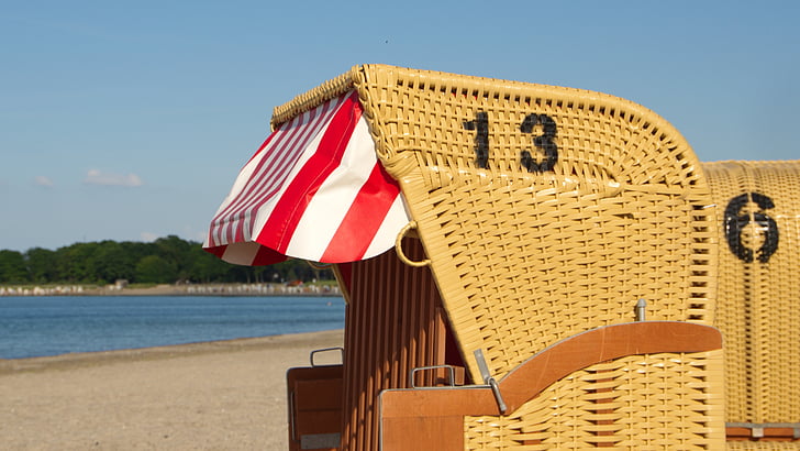 Pantai, kursi pantai, pasir, Klub, angin perlindungan, liburan, laut