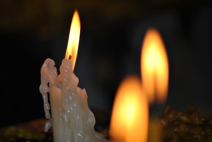 žvakės, liūdesys, gaisro, vaškas, lengvai, tamsoje, bažnyčia