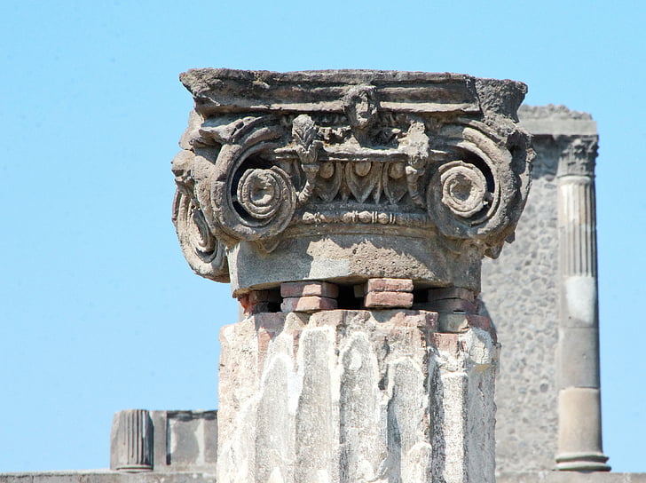 Itália, Pompeia, letreiro digital, coluna, iônico, arquitetura