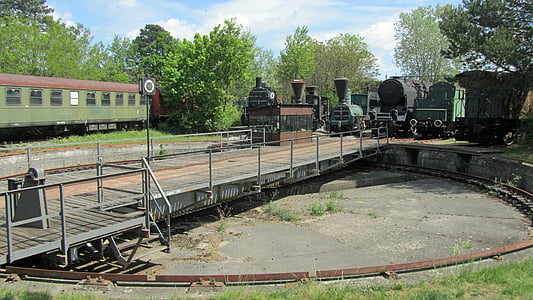 plaque tournante, chemin de fer, locomotives à vapeur, vieux