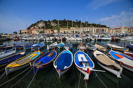 port, Nice, France, paysage, Côte d’Azur, amarré, bateau nautique