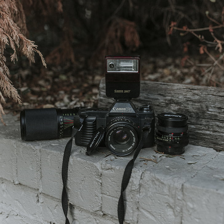 φωτογραφία, μαύρο, Canon, DSLR, φωτογραφική μηχανή, φακός, γκρι