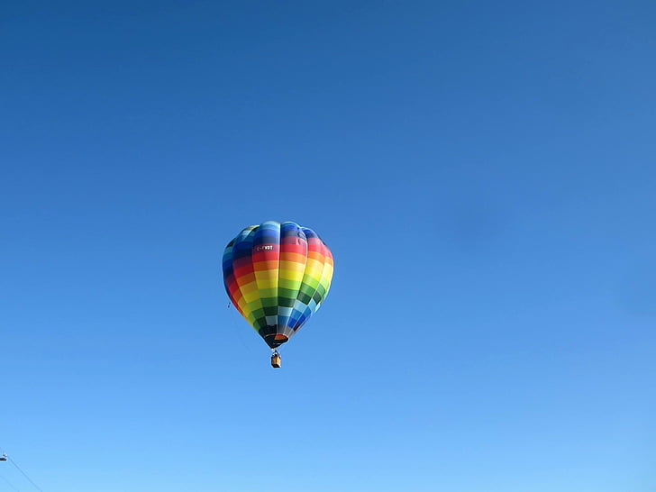 aventura, aire, globus, cel blau, brillant, colors, colorit