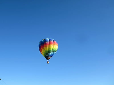 piedzīvojums, gaisa, gaisa balons, zilas debesis, gaiša, krāsains, krāsainiem