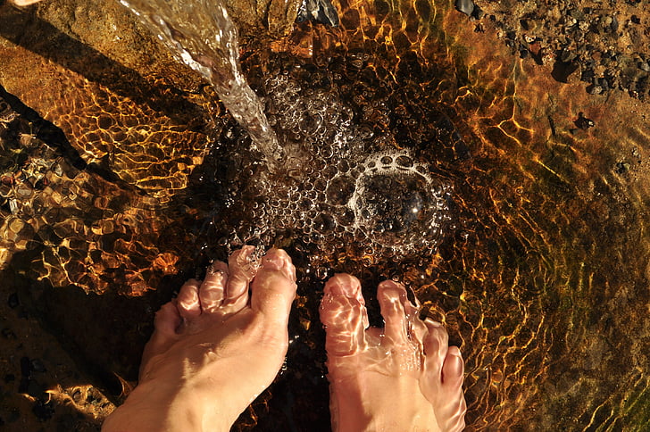 Füße im Wasser, Füße, Wasser, Stream, Bubbles, Blase, Creek