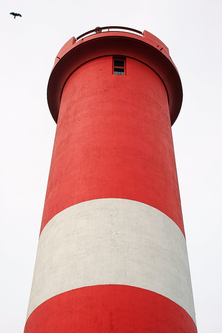 lighthouse, nautical, beacon, red, white, tall, light