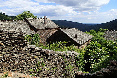 gamle landsbyen, gammelt hus, boliger, fjell, arkitektur, stein materiale, historie