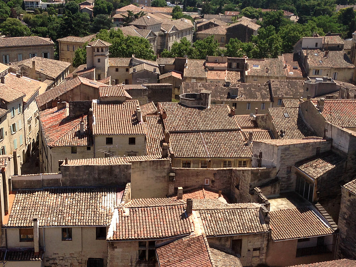 Uzes, làng, mái nhà, vật liệu lợp, miền nam nước Pháp