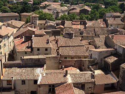 Uzes, Dorf, Dach, Bedachung, Süd-Frankreich