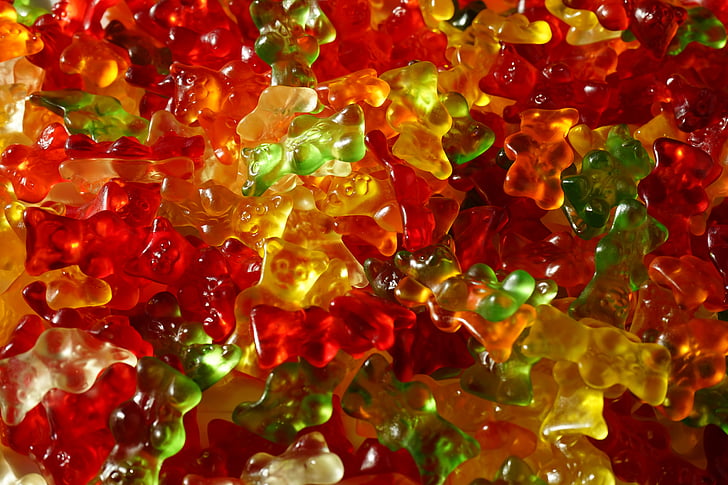 gummi bears, frukt tannkjøtt, Bjørn, sødme, fargerike, farge, gelatin