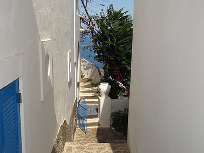 passagem, escadas, mar, férias, entre, arquitetura, surgimento