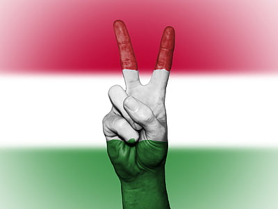 ハンガリー, 平和, 手, 国家, バック グラウンド, バナー, 色