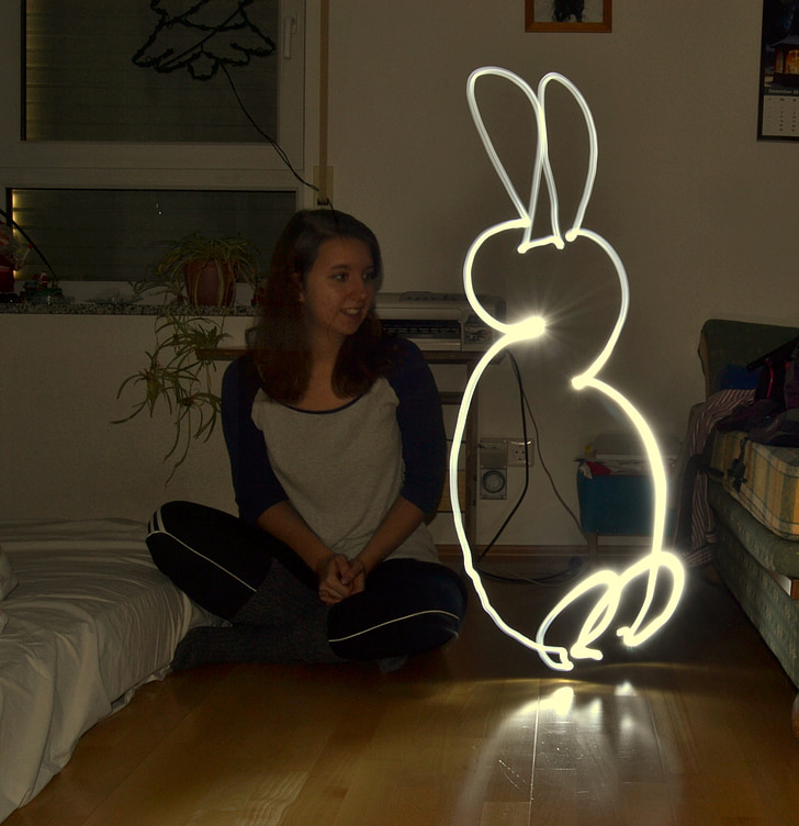 lightpainting, hare, light