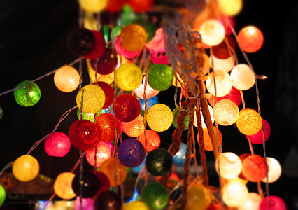 lichterkette, kinesiske lanterner, lys, belysning, lys, haven, julelys