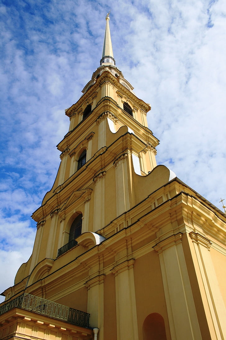 cathedral, church, architecture, yellow ochre building, religion, russian orthodox, tower with spire