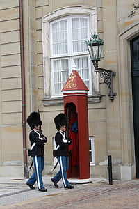Köpenhamn, Danmark, slottet väktare, danska vakter, Guard box