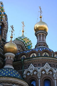 Iglesia, arquitectura, histórico, adornado, colorido, cúpulas