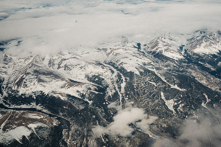Colorado, Rockies, bjerge, toppe, sne, skyer, topmødet