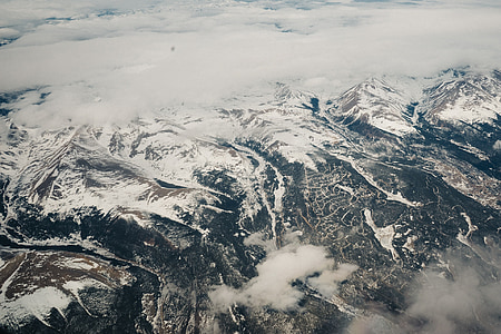 Colorado, Rockies, Bergen, pieken, sneeuw, wolken, Top