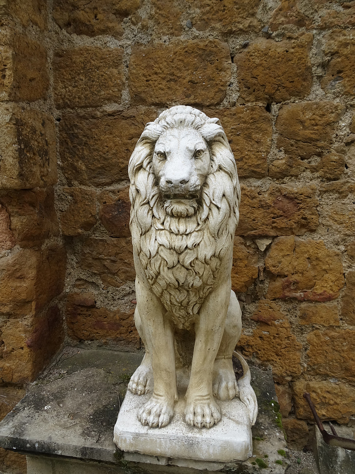 Lion, statue de, sculpture, Pierre, animal, vieux, monument