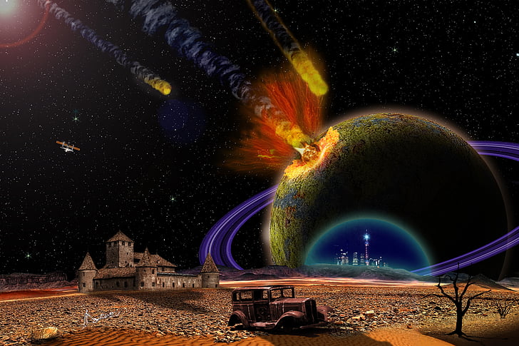 End-of-admoria, Armageddon, robbanás, hely, bolygó, meteorit, megsemmisítése