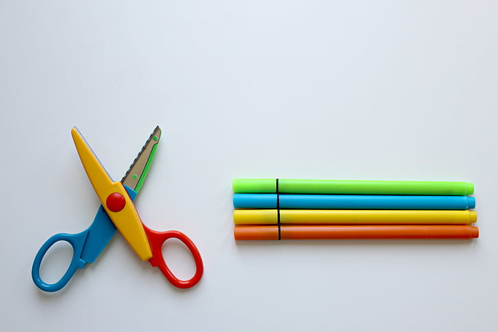 värikynät, sakset, värikynät, väri, Tinker, Kirjepohja, kynät