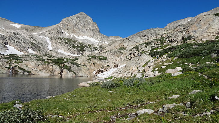 pedágio de montagem, Colorado rockies, Lago azul