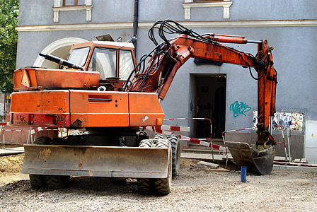 bulldozer, excavator, mechanical, shovel, large, czerpaczka, machine
