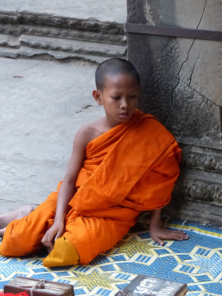 Kambodscha, Mönch, Angkor wat, Menschen, Indien, sitzen, Buddhismus