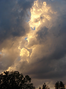 oblaky, Cloud tvár, Back light, nálada, silueta, lúče, Dramatická obloha
