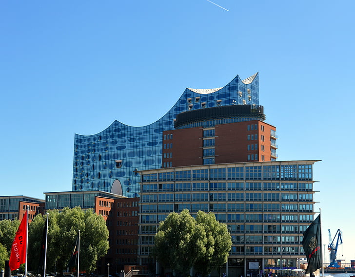 Elben philharmonic hall, koncertsal, Hamborg, arkitektur, Harbour city, Elben, bygning