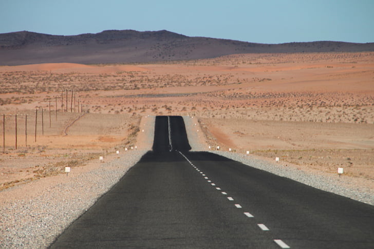 solidão, estrada, nuvens, distância, Horizon, Namíbia, África