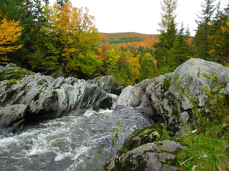 riu, tardor, cascada, Québec, Canadà, paisatge, natura