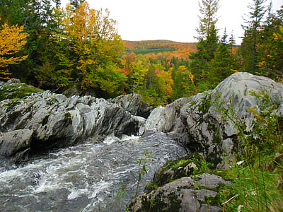 河, 秋天, 级联, 魁北克省, 加拿大, 景观, 自然