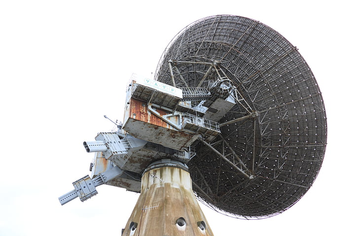 low angle shot, machine, perspective, receiver, satellite, satellite dish, technology