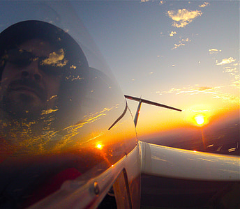 Jet, volo, tramonto, cielo, volare, aviazione, aereo