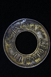đồng xu, lỗ, Ấn Độ, cổ đại, cũ, pice