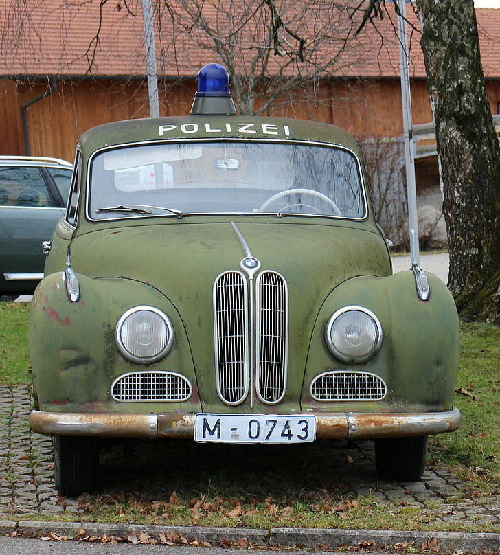 politieauto, oldtimer, film auto, isar12, Auto, oude, patrouillewagen