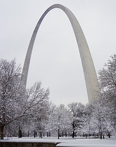 gateway arch, saint louis, snow, winter, cold, park, gateway to the west