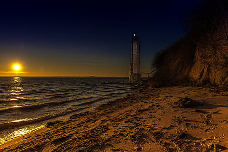 baltic sea, western pomerania, stone tower, lighthouse, rügen island, sea, beach