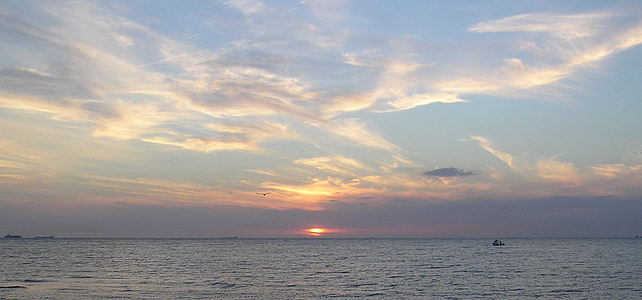 tramonto, mare, oceano, acqua, arancio, nuvole, cielo