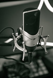 black, white, microphone, filter, music, black and white, studio