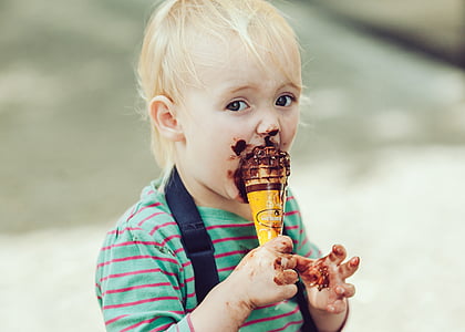 사람들, 아이, 아이, 더러운, 아이스크림, 초콜릿, 귀여운