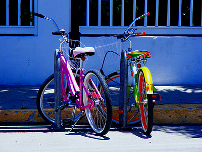 cyklar, cyklar, två, fälgar, transport, Cykling, färgglada