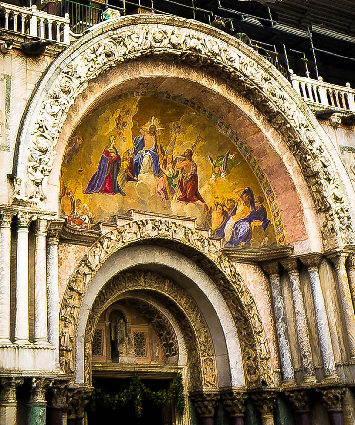 Catedral san marco, porta, Veneza, Itália, san Praça marco, arquitetura, Venetia