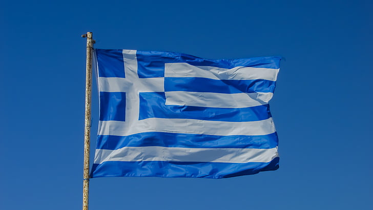 Гърция, страна, нация, Гръцки, флаг, къдрене, Европа
